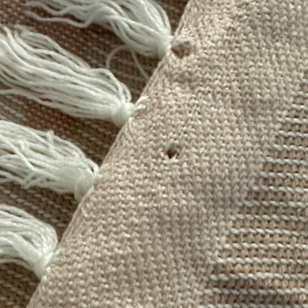 RACHEL Rachel Roy Pink and Cream Geometric Throw Blanket with Tassels - Picture 2 of 8